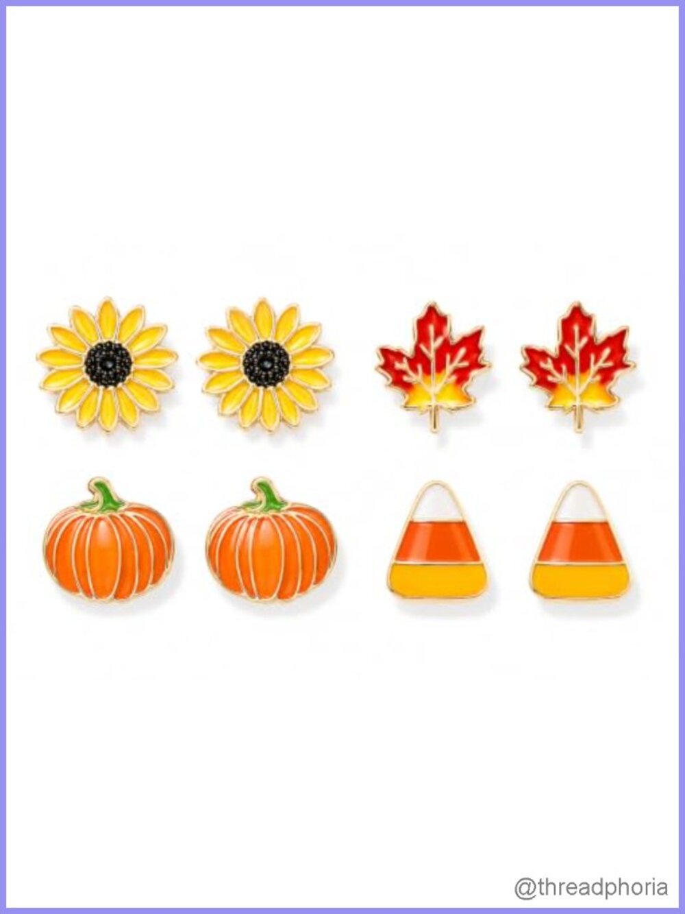 Fall Thanksgiving Stud Earrings Maple Leaf Alloy 4 Pairs Gift Set